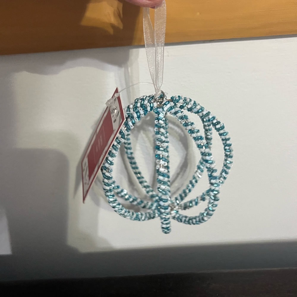 Blue and Silver Beaded Ornament